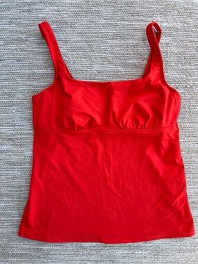 Lands' End Bright Red Orange Underwire Tankini Tankini Tank Top size 8